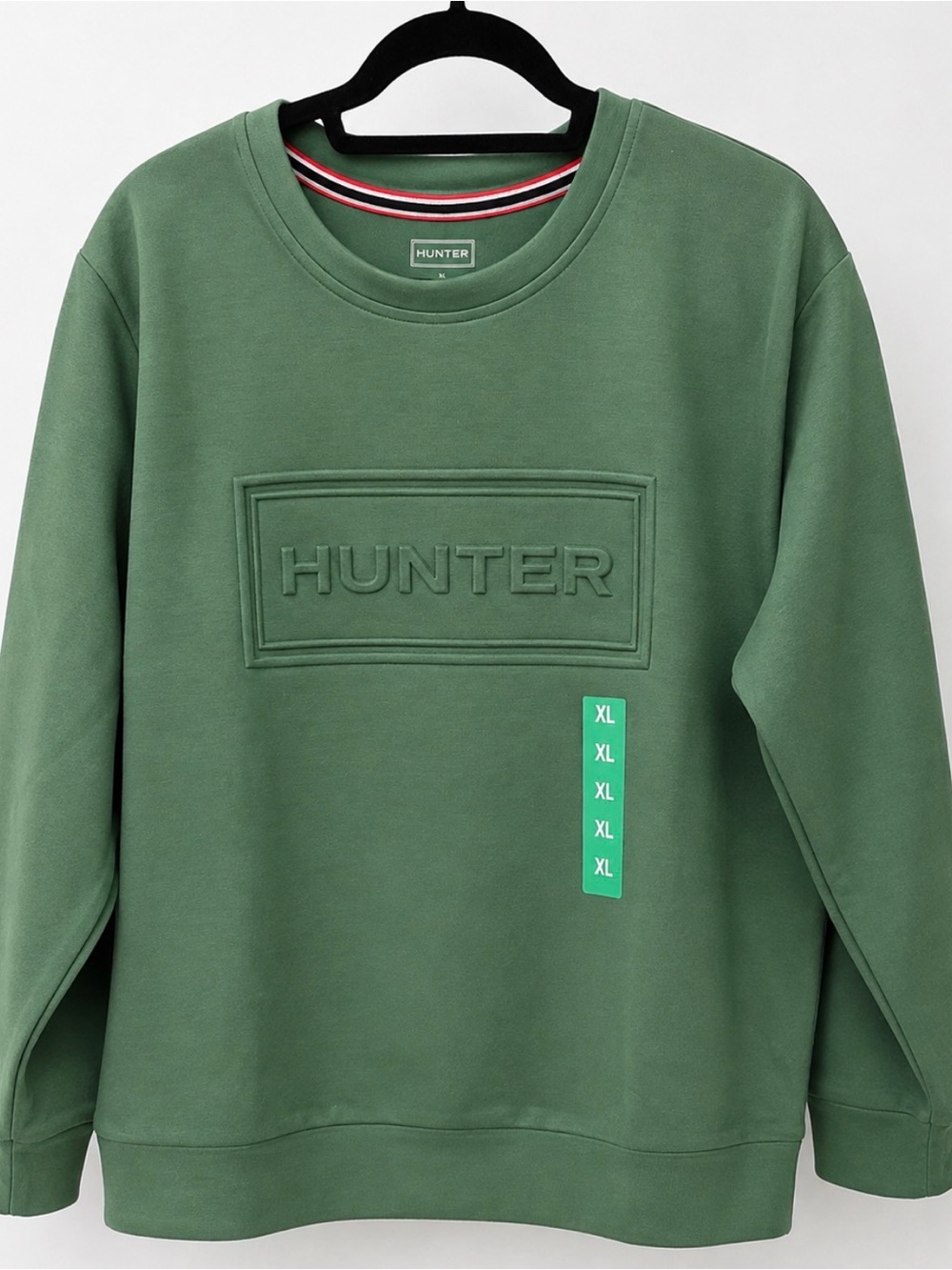 Hunter Olive Green Embossed Logo Crewneck Sweatshirt